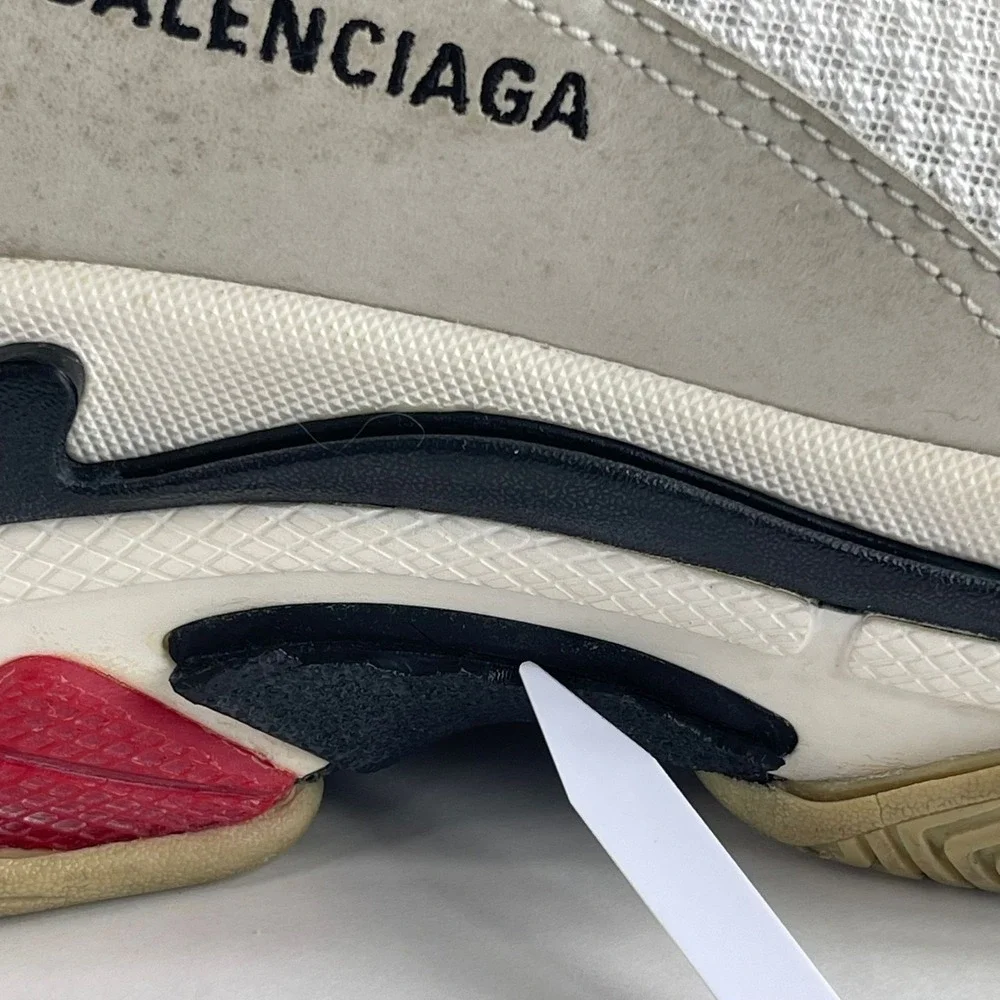 Balenciaga Triple S Sneakers Size 45 / US 11 Beige White Red Distressed